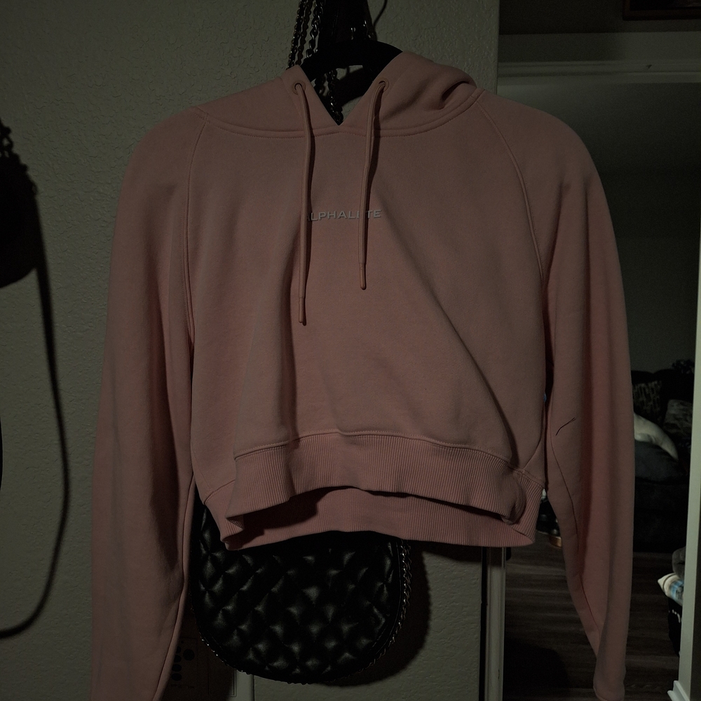 Alphalete Dusty Pink Cropped Hoodie Sweatshirt